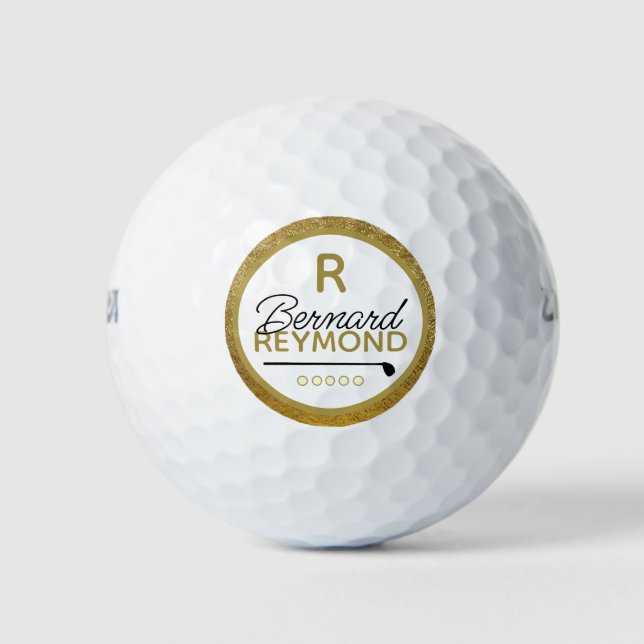 Balles De Golf Monogramme d'or Lux Golfers Classy (Devant)