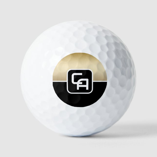 Balles De Golf Monogramme d'or métallique (Recto)