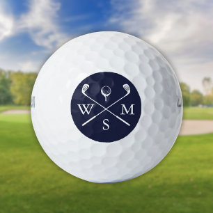 Balles De Golf Monogramme Élégant Personnalisé Bleu Marine