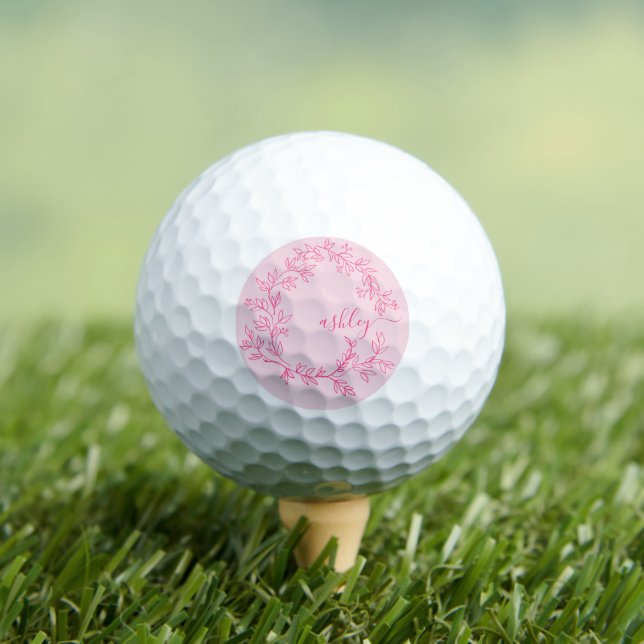 Balles De Golf Monogramme élégant rose chaud moderne (T-shirt Insitu)