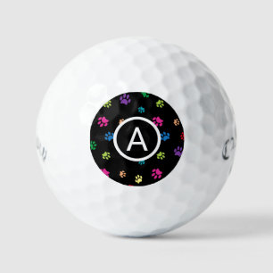 Balles De Golf Monogramme Empreintes de pattes peints de couleur