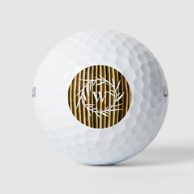 Balles De Golf Monogramme en bambou rustique Lignes verticales Mo (Devant)