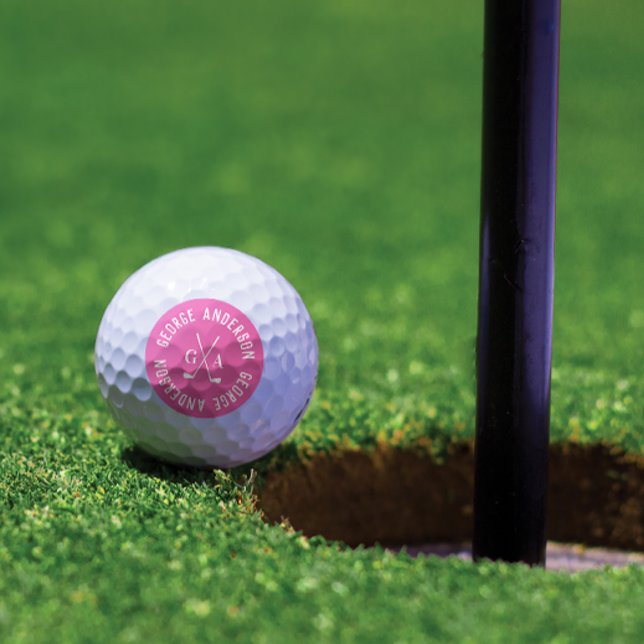 Balles De Golf monogramme et nom personnalisés moderne minimal (Créateur téléchargé)