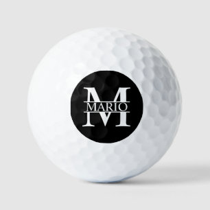 Balles De Golf Monogramme et nom personnalisés noir et blanc Gol