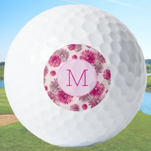 Balles De Golf Monogramme Feminale Rose Première femme (Créateur téléchargé)