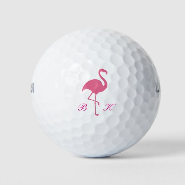 Balles De Golf Monogramme Flamant rose rose dames (Devant)
