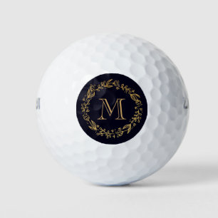 Balles De Golf Monogramme Floral d'or