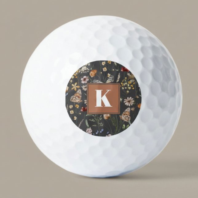Balles De Golf Monogramme Floral Moderne (Créateur téléchargé)