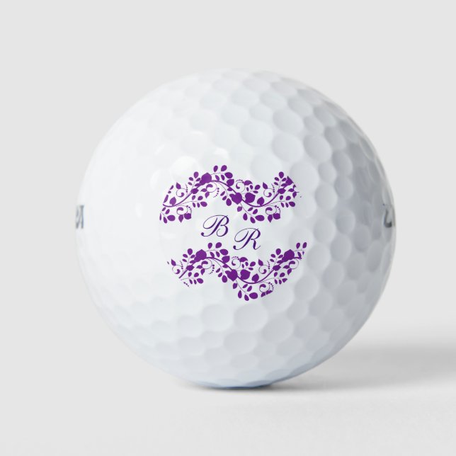 Balles De Golf Monogramme floral violet Dames (Devant)