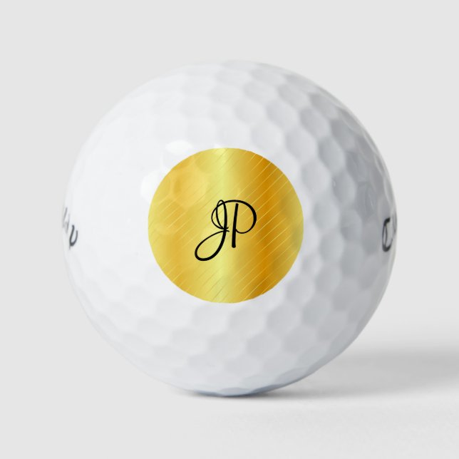 Balles De Golf Monogramme Gold Look Elegant Nom Modèle (Devant)