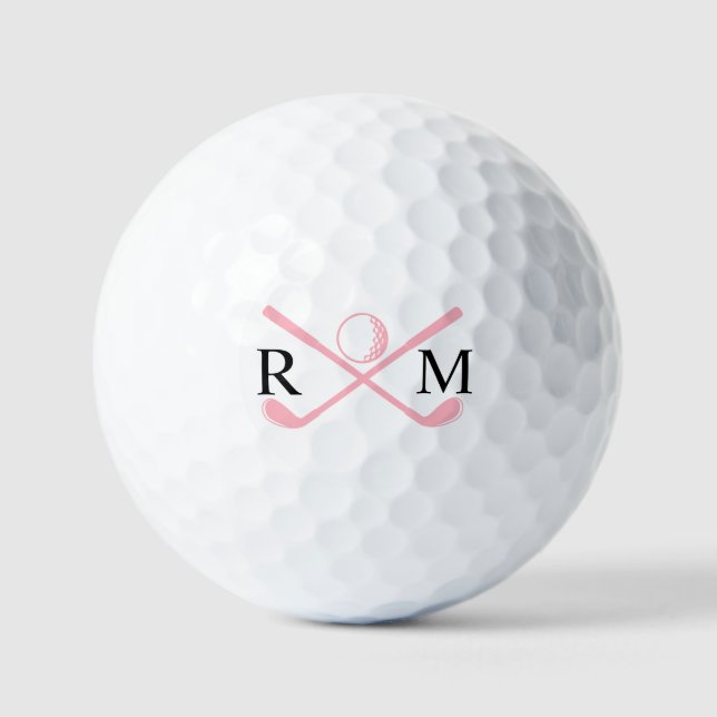 Balles De Golf Monogramme Golf Club Logo rose (Recto)