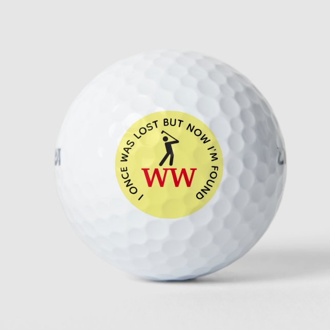 Balles De Golf MONOGRAMME Golfeur Balançant Écriture Perdue Trouv (Devant)