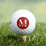 Balles De Golf Monogramme gras minimal avec nom | Rouge framboise<br><div class="desc">Une boule de golf monogramme rouge framboise unique mais minimale avec votre lettre et nom monogramme unique.</div>