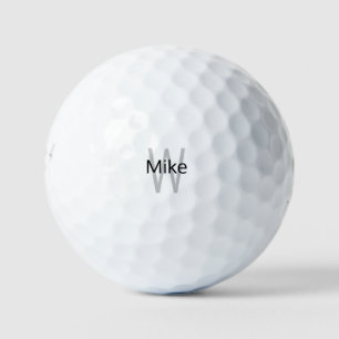 Balles De Golf Monogramme gris et noir personnalisé
