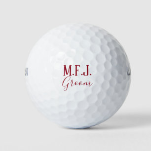 Balles De Golf Monogramme Groom Rouge et Blanc Souvenir