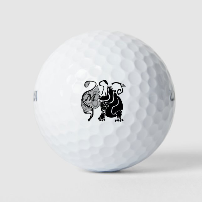 Balles De Golf Monogramme Hippo en colère (Devant)