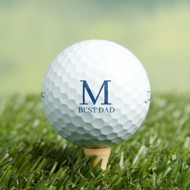 Balles De Golf Monogramme Initial BLEU MEILLEUR PÈRE  (T-shirt Insitu)