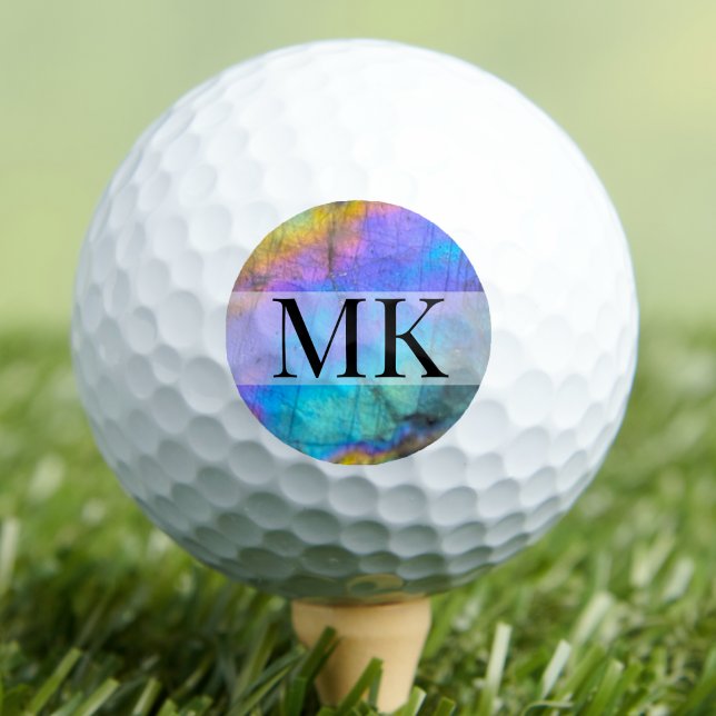 Balles De Golf Monogramme initial coloré moderne (Modern Colorful Marble Initial Monogram Golf Balls)