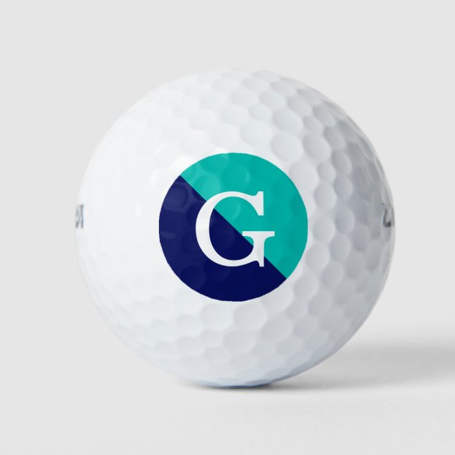 Balles De Golf Monogramme initial de la dièse en bleu 2 tonique d (Devant)