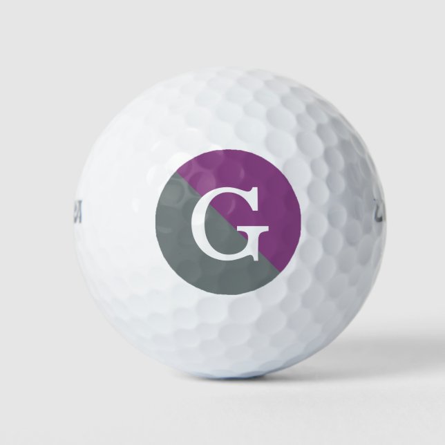 Balles De Golf Monogramme initial diagonale de 2 tons (Devant)