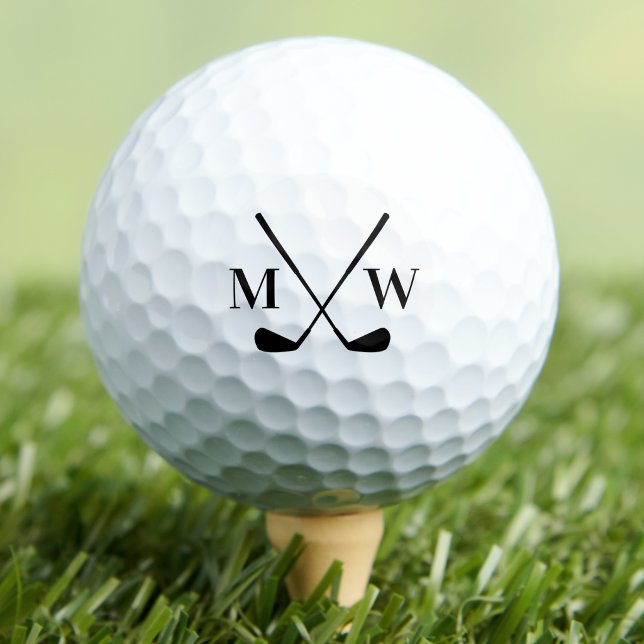 Balles De Golf Monogramme Initial Élégant Typographie Moderne (Modern Typography Elegant Initial Monogram Golf Balls)