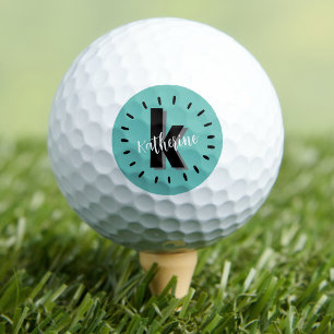 Balles De Golf Monogramme Initial Moderne Sarcelle