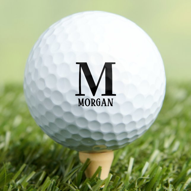 Balles De Golf Monogramme Initial Nom Minimal Classique (Classic Minimal Initial Name Monogram Golf Balls)