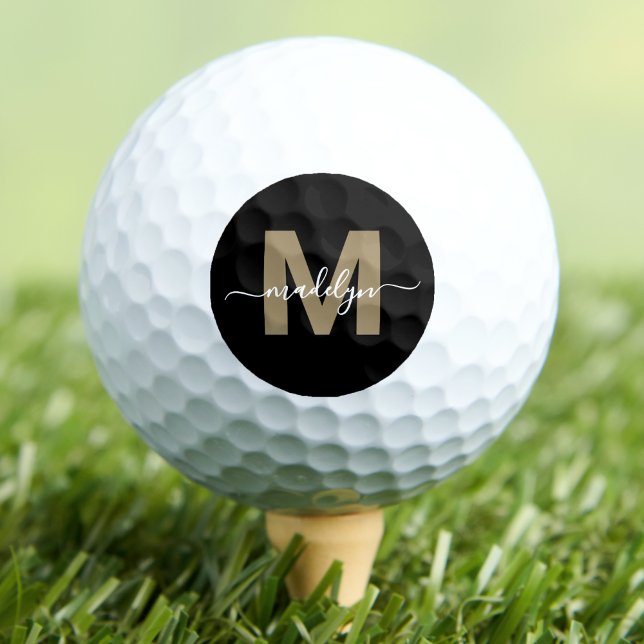 Balles De Golf Monogramme Initial Nom Personnalisé Or (Gold Monogram Initial Name Personalized Golf Balls)