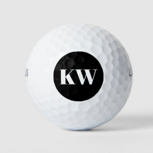 Balles De Golf Monogramme initial personnalisé noir blanc moderne