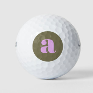 Balles De Golf Monogramme Initial Retro Gras Unique Olive et Lila