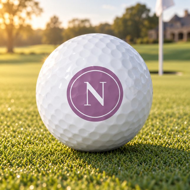Balles De Golf Monogramme Initial Rond Violet Classique (Créateur téléchargé)