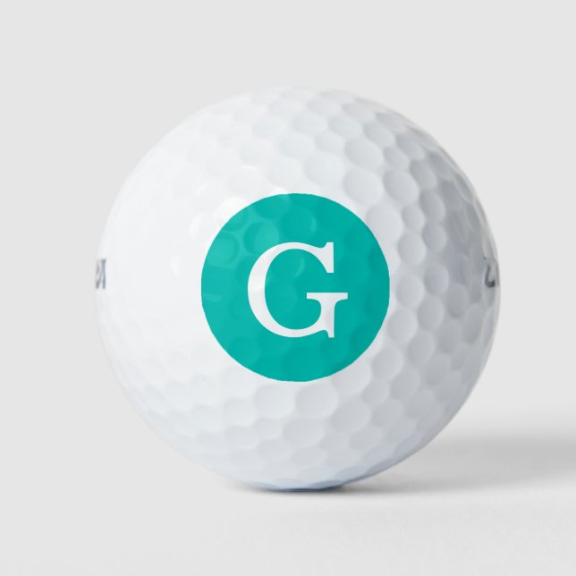 Balles De Golf Monogramme initial turquoise (Devant)