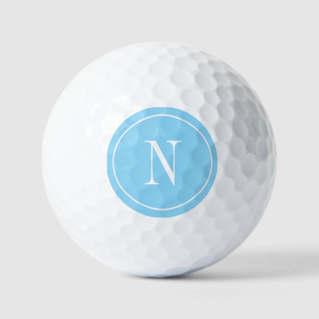 Balles De Golf Monogramme initiale bleu et blanc moderne (Recto)