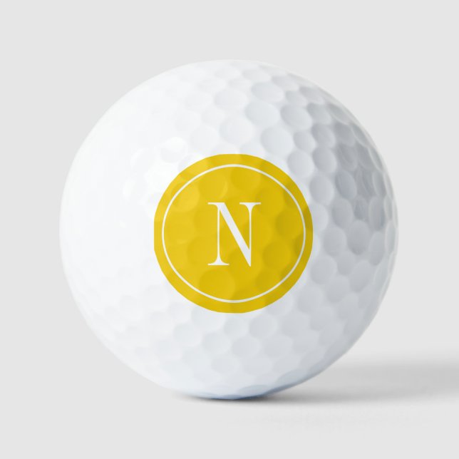 Balles De Golf Monogramme initiale jaune et blanc moderne (Recto)