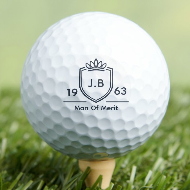 Balles De Golf Monogramme Initiale Nom Année Beau-Père Homme de M (Man Of Merit Golf Ball)