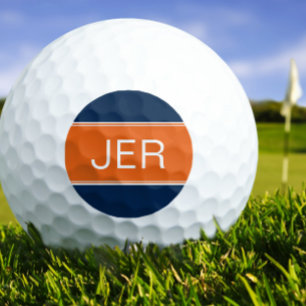 Balles De Golf Monogramme initiale personnalisée Orange & Bleu po