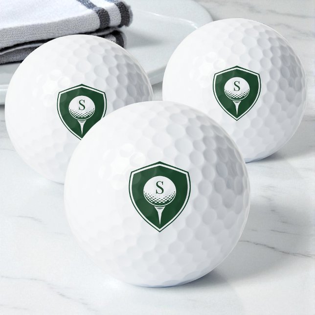 Balles De Golf Monogramme Initiale Vert de Golfeur Moderne Person (Personalized Modern Golfer Green Initial Monogram Golf Balls)