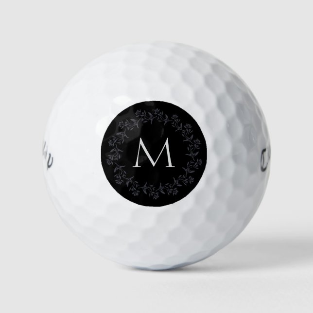 Balles De Golf Monogramme Jolie couronne florale (Devant)