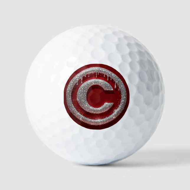 Balles De Golf Monogramme lettre C pailleté Chrome Drip (Recto)