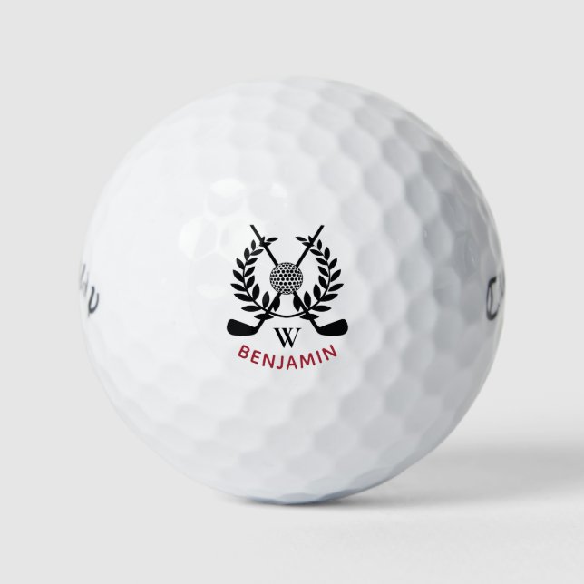 Balles De Golf Monogramme moderne des hommes (Devant)