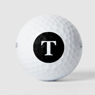 Balles De Golf monogramme moderne en noir gras personnalisé