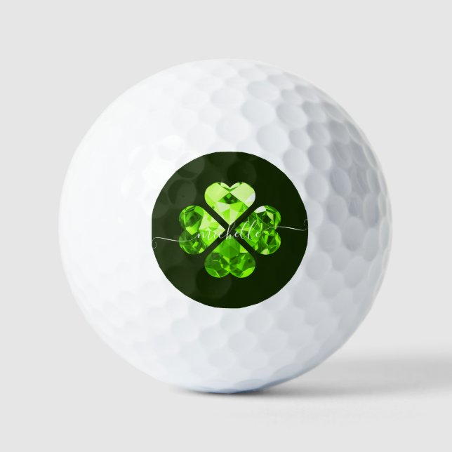 Balles De Golf Monogramme moderne Lucky Golf Lucky Clover (Recto)