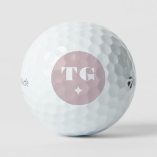Balles De Golf Monogramme moderne minimaliste Blush Rose Nom Étoi