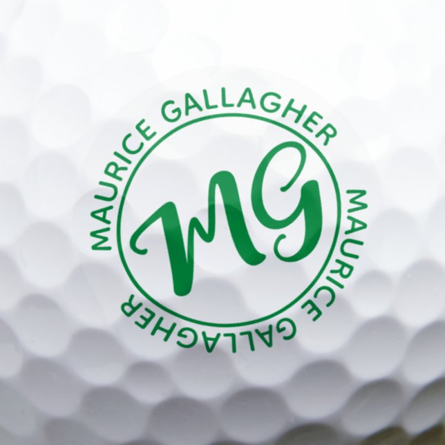 Balles De Golf Monogramme Monogramme Nom kelly-green (Créateur téléchargé)