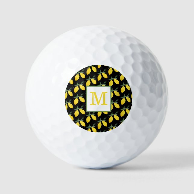 Balles De Golf Monogramme Motif Citrus citron (Recto)