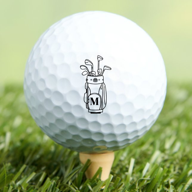 Balles De Golf Monogramme Noir Blanc (Monogram Golf Bag Golf Balls)