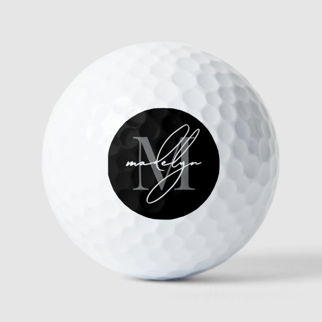 Balles De Golf Monogramme Noir Blanc (Recto)