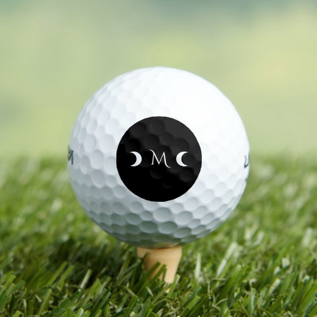 Balles De Golf Monogramme noir et blanc moderne des lunes de croi (T-shirt Insitu)