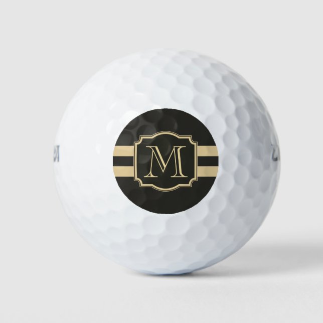 Balles De Golf Monogramme noir et or (Devant)