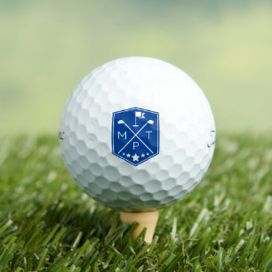 Balles De Golf Monogramme Nom bleu Personnalisé